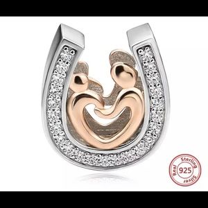 Horseshoe cz mom and son pendent